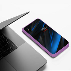 Чехол iPhone XS Max матовый AUDI NEON STRIPES GEOMETRY LINE, цвет: 3D-фиолетовый — фото 2