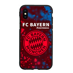 Чехол iPhone XS Max матовый BAYERN Football Частицы, цвет: 3D-черный