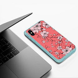 Чехол iPhone XS Max матовый Начало цветения, цвет: 3D-мятный — фото 2