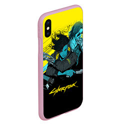 Чехол iPhone XS Max матовый Ви и Джонни Cyberpunk 2077 Vi johnny, цвет: 3D-розовый — фото 2