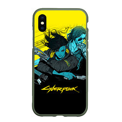 Чехол iPhone XS Max матовый Ви и Джонни Cyberpunk 2077 Vi johnny