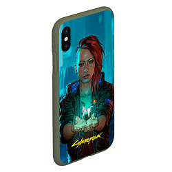 Чехол iPhone XS Max матовый Vi girl cyberpunk 2077, цвет: 3D-темно-зеленый — фото 2