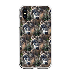 Чехол iPhone XS Max матовый Волки клипарт wolfs