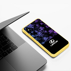 Чехол iPhone XS Max матовый LEXUS LOGO NEON PATTERN, цвет: 3D-желтый — фото 2