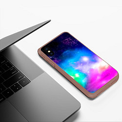 Чехол iPhone XS Max матовый Colorful Space Космос, цвет: 3D-коричневый — фото 2