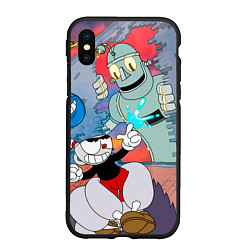 Чехол iPhone XS Max матовый Борьба с боссами Cuphead, цвет: 3D-черный