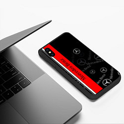 Чехол iPhone XS Max матовый Mercedes Паттерн, цвет: 3D-черный — фото 2