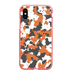 Чехол iPhone XS Max матовый Orange Camo, цвет: 3D-баблгам