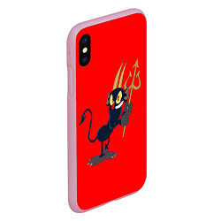 Чехол iPhone XS Max матовый Дьявол персонаж Cuphead, цвет: 3D-розовый — фото 2