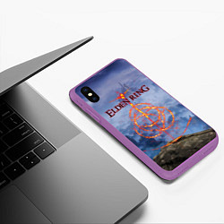 Чехол iPhone XS Max матовый Elden Ring, Logo, цвет: 3D-фиолетовый — фото 2