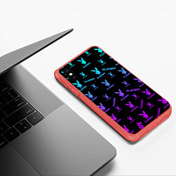 Чехол iPhone XS Max матовый NEON PLAYBOY ПЛЕЙБОЙ ПАТТЕРН, цвет: 3D-красный — фото 2