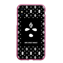 Чехол iPhone XS Max матовый Узор Black Phantom Ski Mask Dope Street Market, цвет: 3D-малиновый