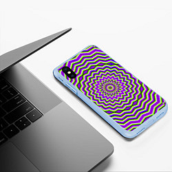 Чехол iPhone XS Max матовый Оптическая Иллюзия Движение Цветка, цвет: 3D-голубой — фото 2