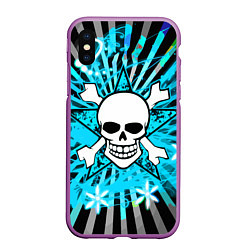 Чехол iPhone XS Max матовый Neon Skull, цвет: 3D-фиолетовый