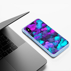 Чехол iPhone XS Max матовый Неоновые тучи, цвет: 3D-голубой — фото 2