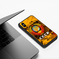 Чехол iPhone XS Max матовый СОВЕТСКИЙ СОЮЗ - ГЕРБ - Пламя, цвет: 3D-черный — фото 2