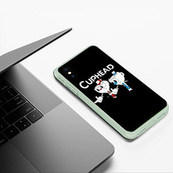 Чехол iPhone XS Max матовый Cuphead грозные ребята из Криминального чтива, цвет: 3D-салатовый — фото 2