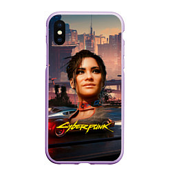 Чехол iPhone XS Max матовый Panam Панам Cyberpunk 2077 портрет, цвет: 3D-сиреневый