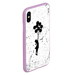 Чехол iPhone XS Max матовый Banksy - Бэнкси девочка с воздушными шарами, цвет: 3D-сиреневый — фото 2