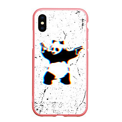 Чехол iPhone XS Max матовый Banksy Panda with guns Бэнкси