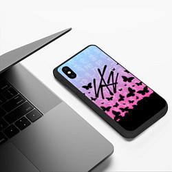 Чехол iPhone XS Max матовый Stray Kids Бабочки, цвет: 3D-черный — фото 2