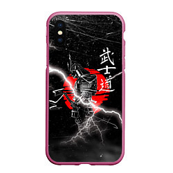 Чехол iPhone XS Max матовый Самурай Бусидо Иероглифы Samurai Lightning