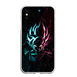 Чехол iPhone XS Max матовый Неоновый Гоку Блек Аниме Anime Dragon Ball, цвет: 3D-белый