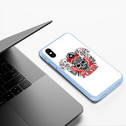 Чехол iPhone XS Max матовый Покер, Черепа, Карты, цвет: 3D-голубой — фото 2