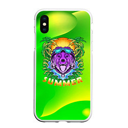 Чехол iPhone XS Max матовый Summer dog Собачка, цвет: 3D-белый