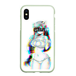 Чехол iPhone XS Max матовый Кошкодевочка Waifu, цвет: 3D-салатовый