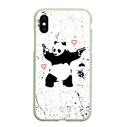 Чехол iPhone XS Max матовый BANKSY БЭНКСИ панда, цвет: 3D-салатовый