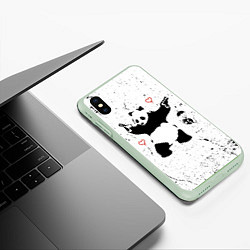 Чехол iPhone XS Max матовый BANKSY БЭНКСИ панда, цвет: 3D-салатовый — фото 2