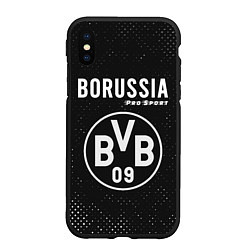 Чехол iPhone XS Max матовый BORUSSIA Pro Sport Гранж, цвет: 3D-черный