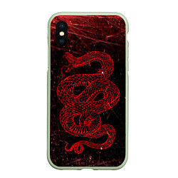 Чехол iPhone XS Max матовый Красная Змея Red Snake Глитч