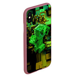 Чехол iPhone XS Max матовый Minecraft Creeper Mob, цвет: 3D-малиновый — фото 2