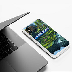 Чехол iPhone XS Max матовый Minecraft Video game Landscape, цвет: 3D-белый — фото 2