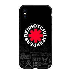 Чехол iPhone XS Max матовый Red Hot Chili Peppers Логотипы рок групп