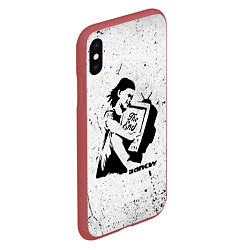 Чехол iPhone XS Max матовый BANKSY БЭНКСИ девочка с телевизором, цвет: 3D-красный — фото 2