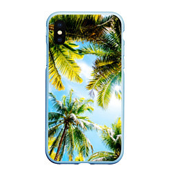 Чехол iPhone XS Max матовый Пальмы под солнцем, цвет: 3D-голубой