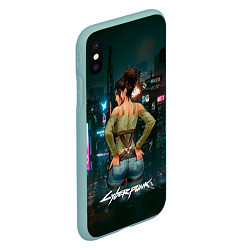 Чехол iPhone XS Max матовый Panam Панам Cyberpunk2077, цвет: 3D-мятный — фото 2