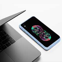 Чехол iPhone XS Max матовый Черепа близнецы, цвет: 3D-голубой — фото 2