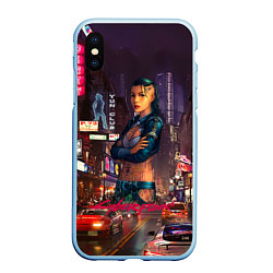 Чехол iPhone XS Max матовый Vi Cyberpunk2077, цвет: 3D-голубой