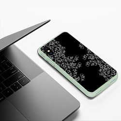 Чехол iPhone XS Max матовый Абстракция ,серебряный геометрический узор, цвет: 3D-салатовый — фото 2
