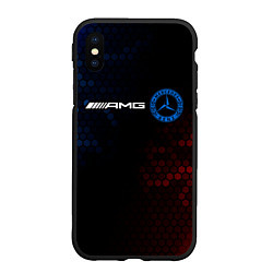 Чехол iPhone XS Max матовый МЕРСЕДЕС AMG - Соты, цвет: 3D-черный