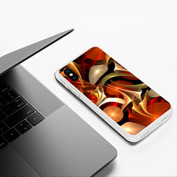 Чехол iPhone XS Max матовый Абстрактные цифровые спирали, цвет: 3D-белый — фото 2