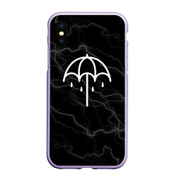 Чехол iPhone XS Max матовый Bring me the horizon молнии, цвет: 3D-светло-сиреневый