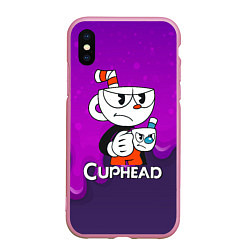 Чехол iPhone XS Max матовый Недовольная чашечка cuphead, цвет: 3D-розовый