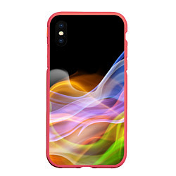 Чехол iPhone XS Max матовый Цветной дым Color pattern, цвет: 3D-красный