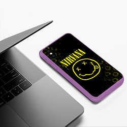 Чехол iPhone XS Max матовый NIRVANA логотипы, цвет: 3D-фиолетовый — фото 2