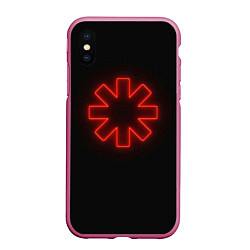 Чехол iPhone XS Max матовый RHCP Neon, цвет: 3D-малиновый